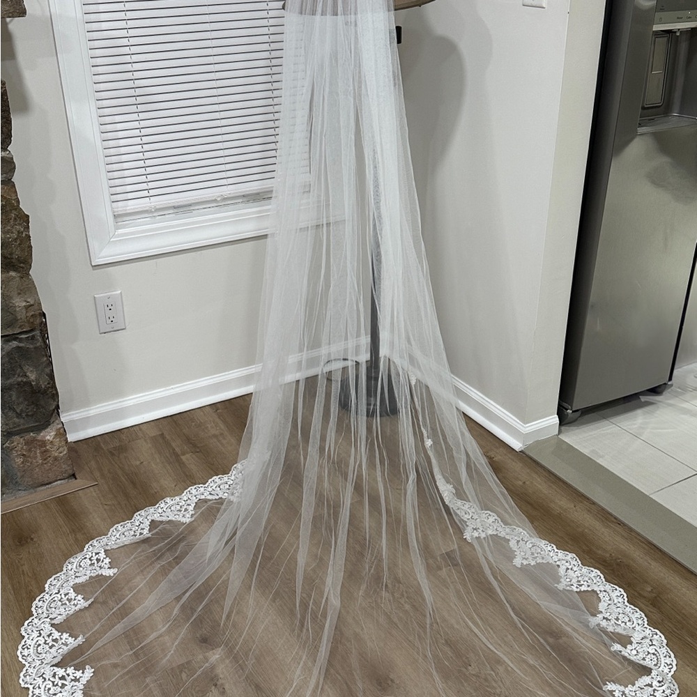 Elegant White Lace Bridal Veil